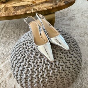 Sam Edelman Silver Slingback kitten Heel Sandals